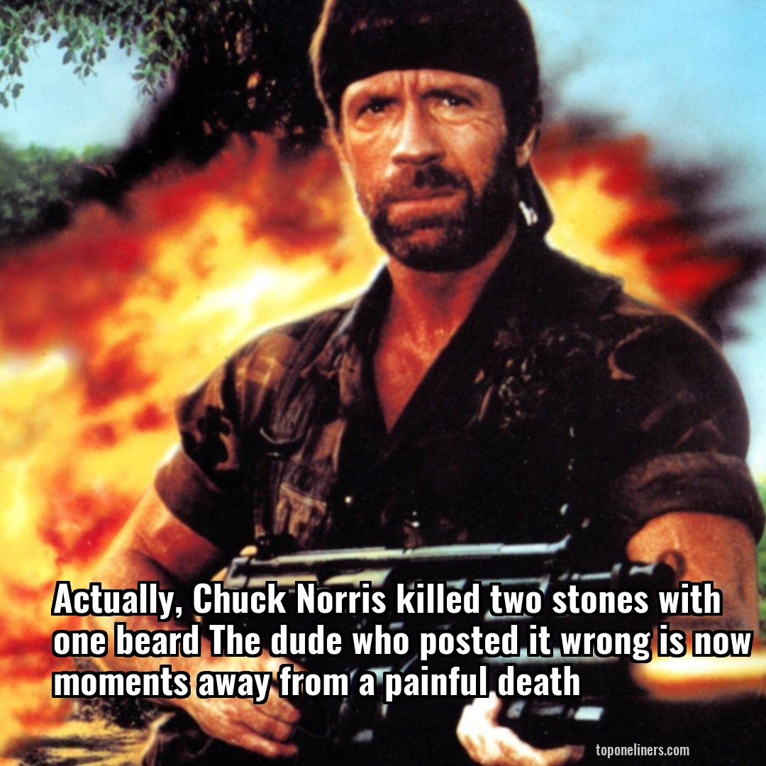 Actually, Chuck Norris killed two stones with one beard The dude who posted it wrong is now moments away from a painful death
