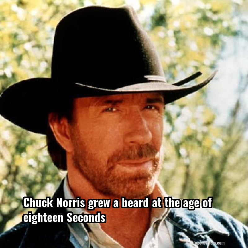 Chuck Norris grew a beard at the age of eighteen Seconds