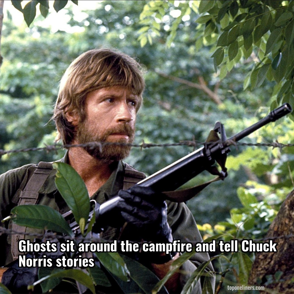 Ghosts sit around the campfire and tell Chuck Norris stories