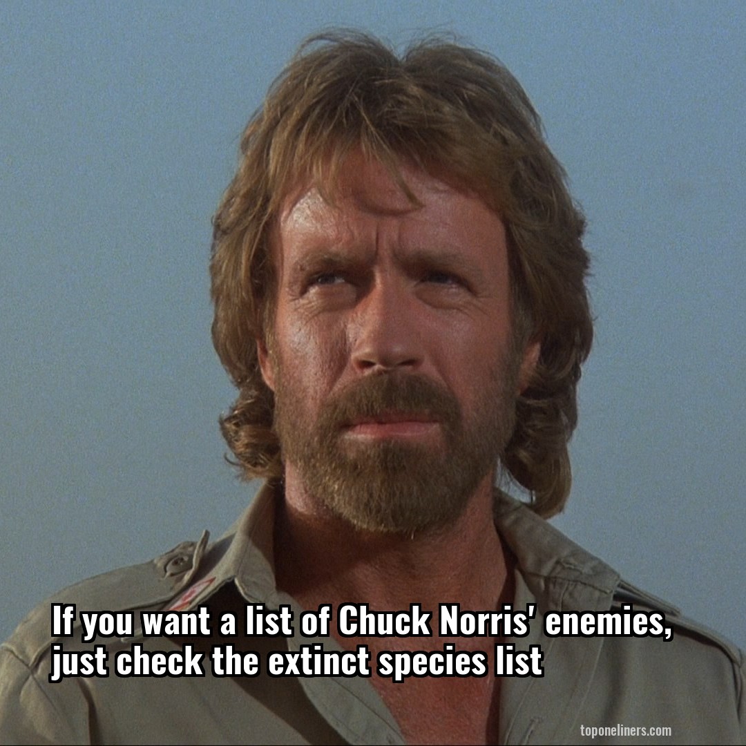 If you want a list of Chuck Norris' enemies, just check the extinct species list