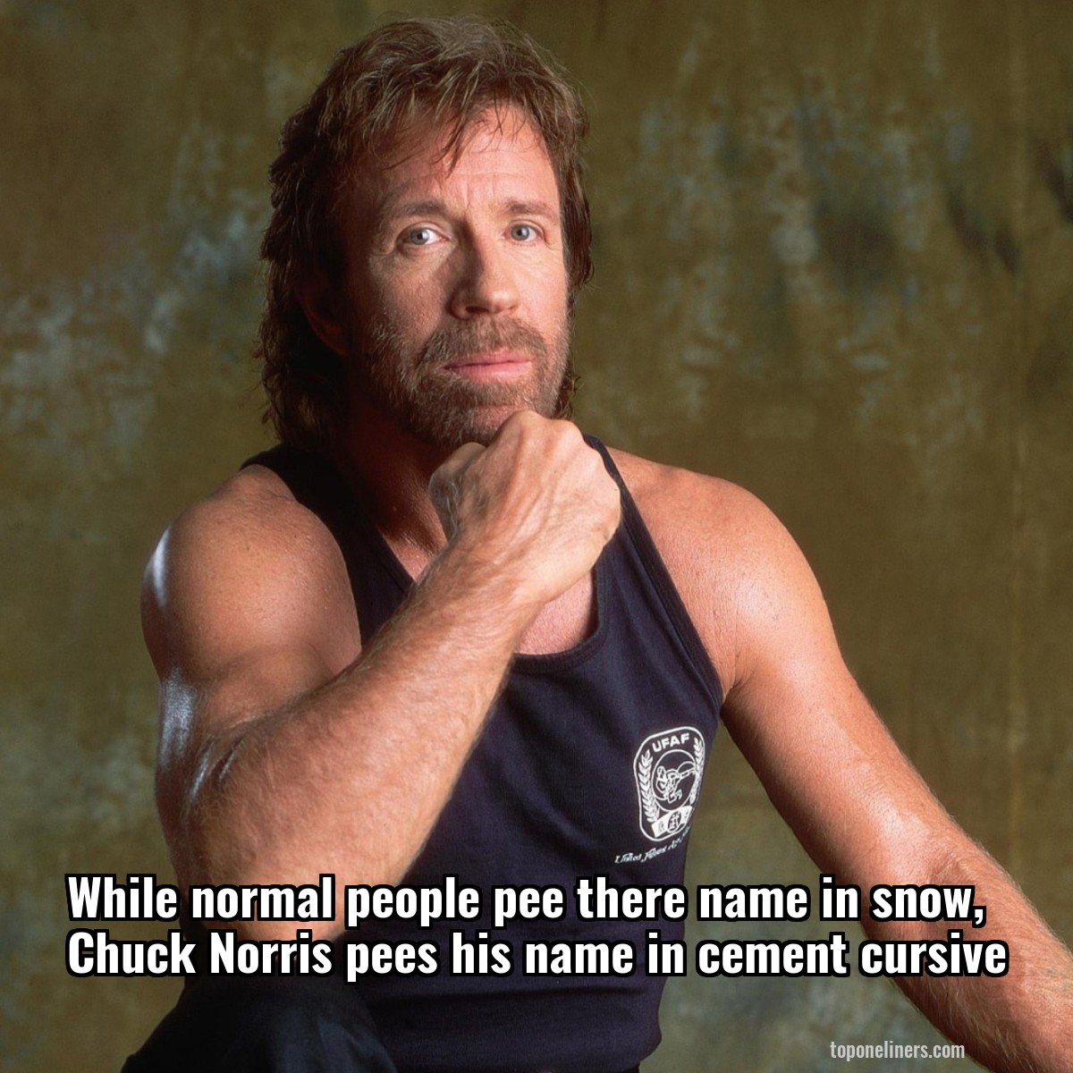 While normal people pee there name in snow, Chuck Norris pees his name in cement cursive