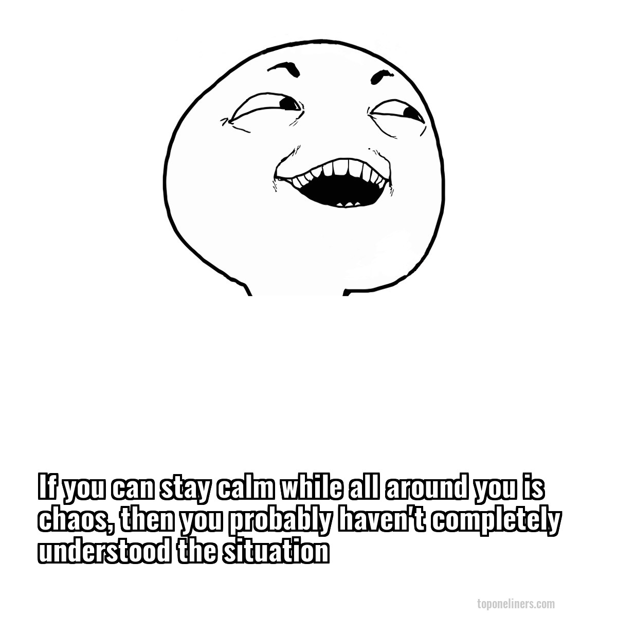 If you can stay calm while all around you is chaos, then you probably haven't completely understood the situation
